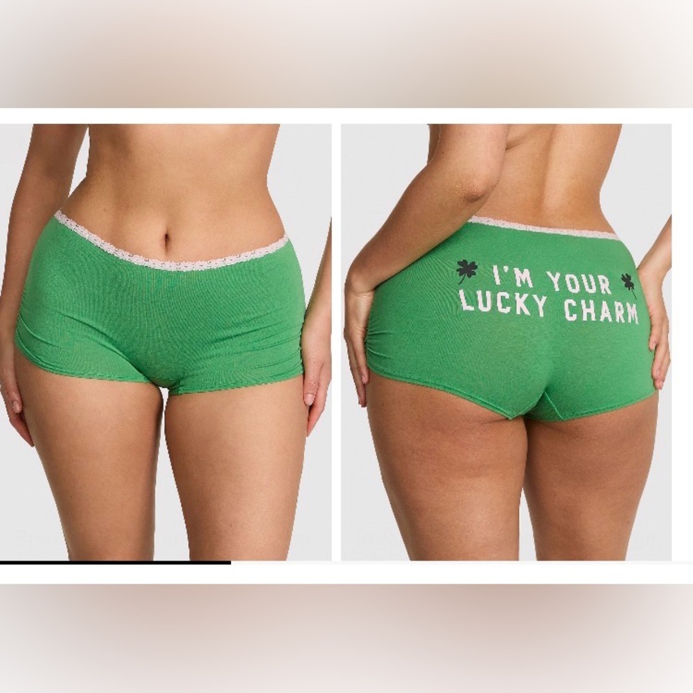 💚VS Pink cotton dorm boyshort panty sz L NWT